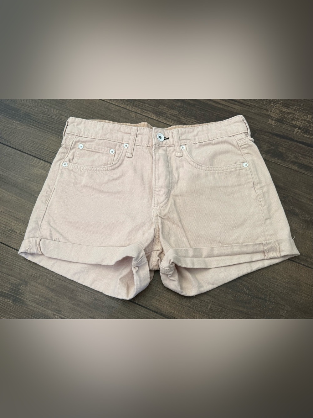 rag & bone Rosa Mid-Rise 4” Denim Shorts Size 25 Blush Pink - Picture 1 of 5